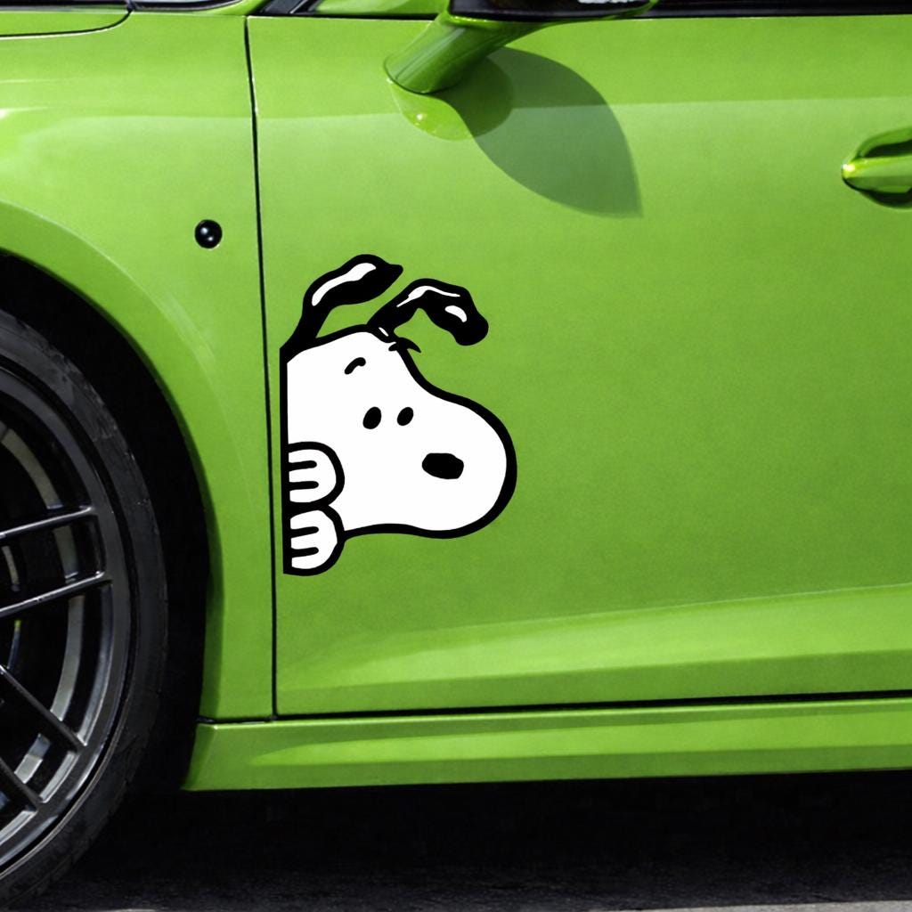 Peeking Snopi Style Cartoon Dog Car Window Decal Sticker NNA Funny Dog Vinyl | Cute Cartoon Sticker NNA Gift