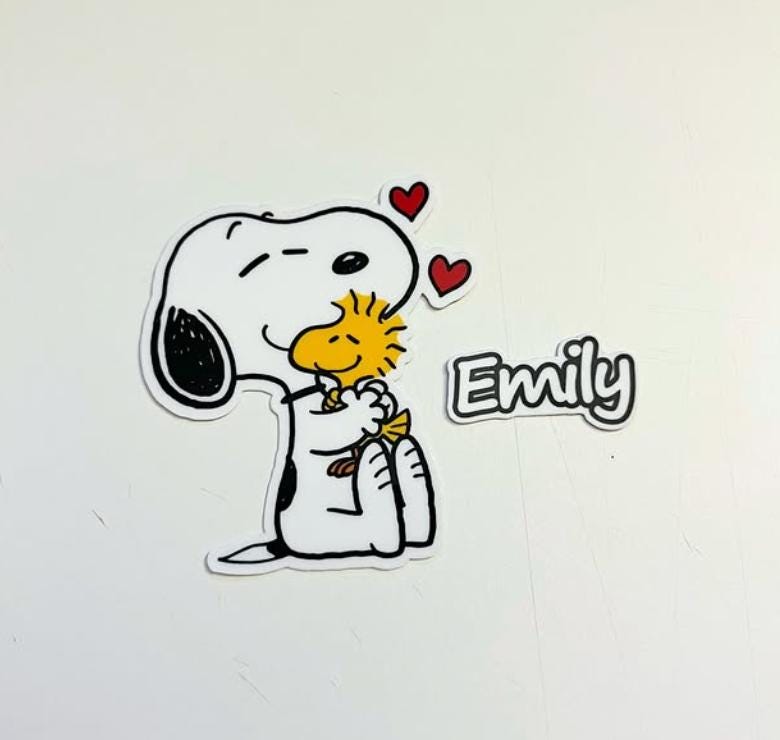 Snopi Hugging Woodstock Sticker NNA - Charlie Brown Peanuts Waterproof Vinyl Sticker NNA Car Decal - Image 2