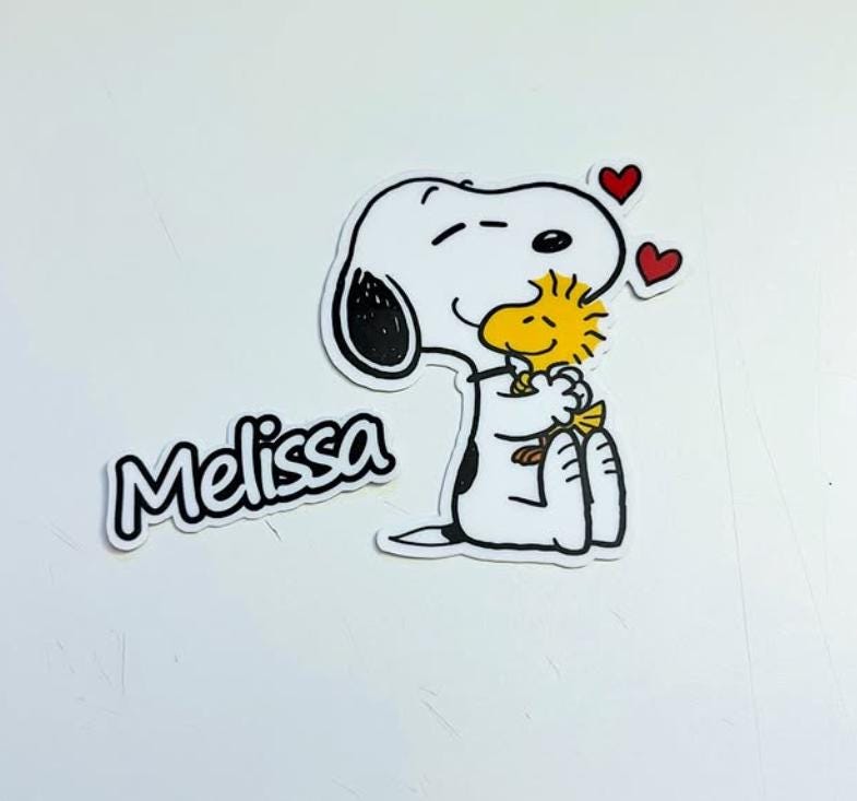 Snopi Hugging Woodstock Sticker NNA - Charlie Brown Peanuts Waterproof Vinyl Sticker NNA Car Decal - Image 3