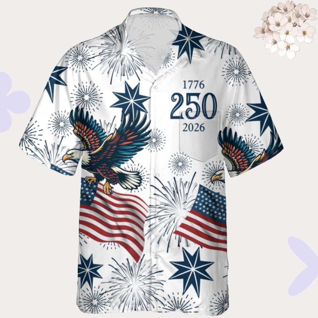 USA 250th Anniversary Hawaiian Shirt – American Eagle Patriotic Shirt NNA - Image 2