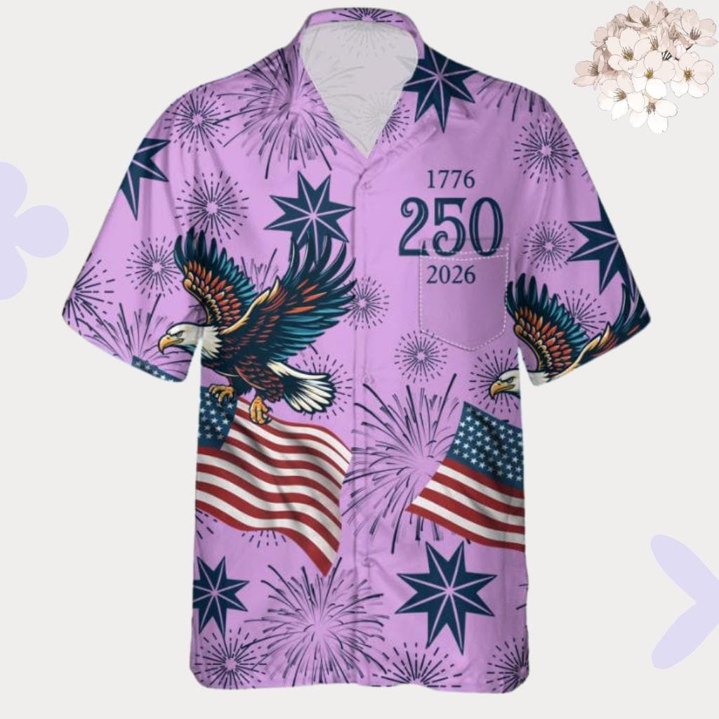 USA 250th Anniversary Hawaiian Shirt – American Eagle Patriotic Shirt NNA - Image 6