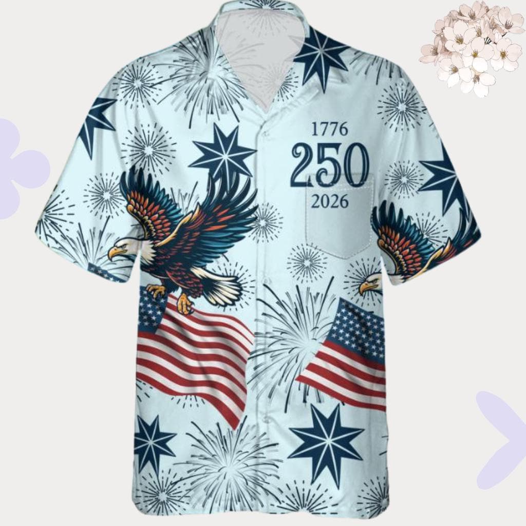 USA 250th Anniversary Hawaiian Shirt – American Eagle Patriotic Shirt NNA