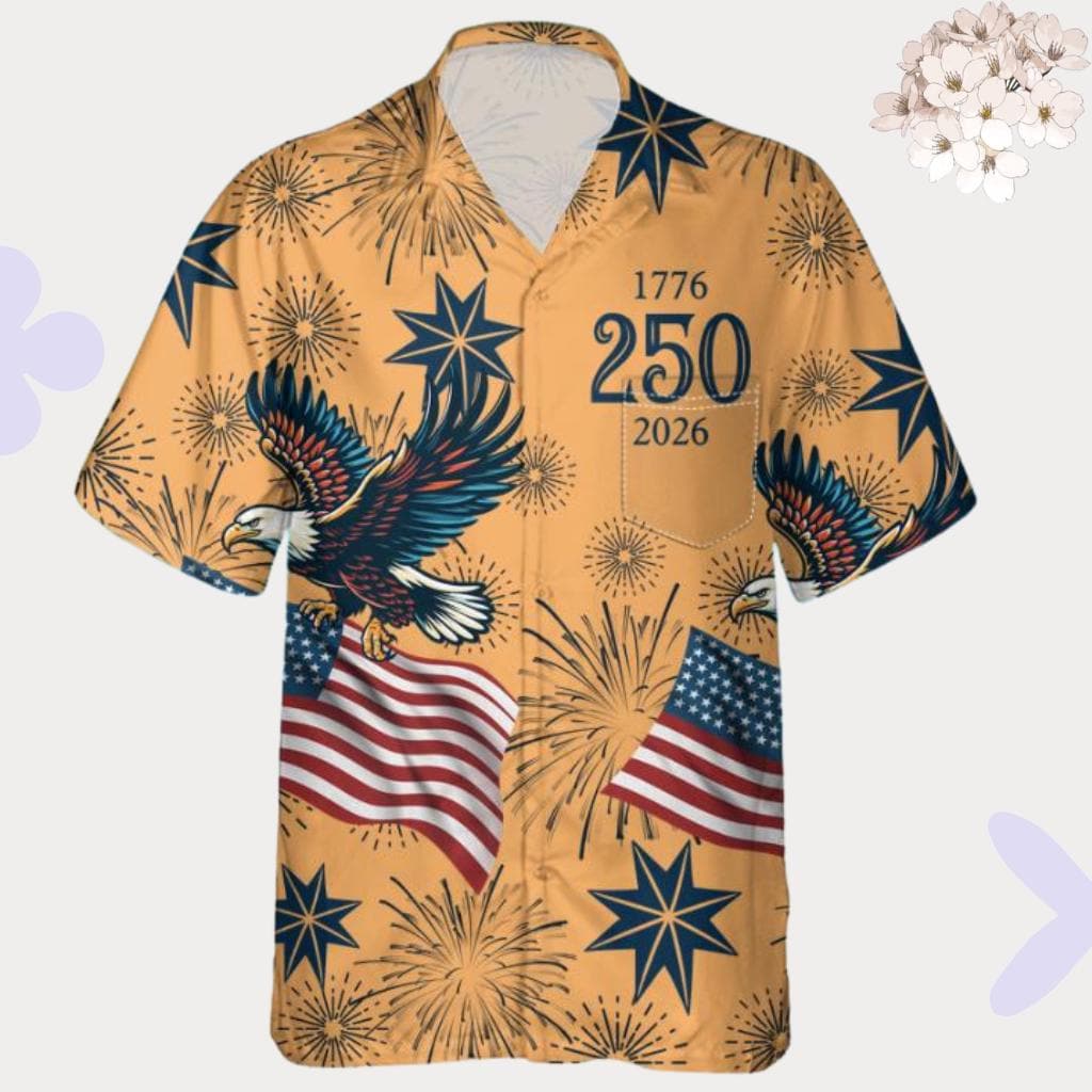 USA 250th Anniversary Hawaiian Shirt – American Eagle Patriotic Shirt NNA - Image 3