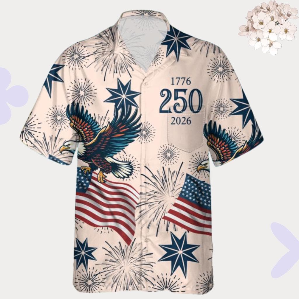 USA 250th Anniversary Hawaiian Shirt – American Eagle Patriotic Shirt NNA - Image 4