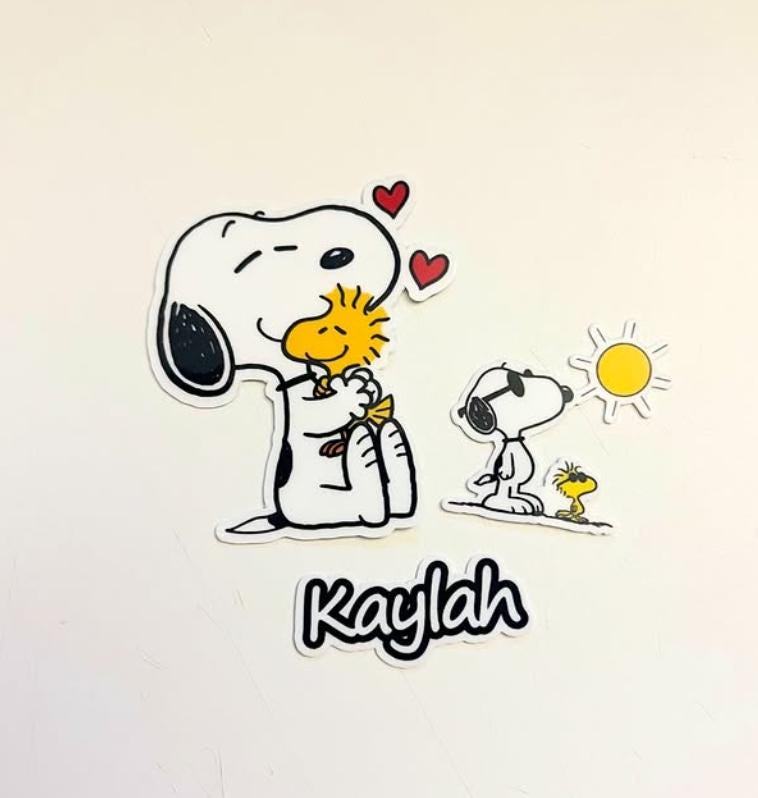 Snopi Hugging Woodstock Sticker NNA - Charlie Brown Peanuts Waterproof Vinyl Sticker NNA Car Decal - Image 4