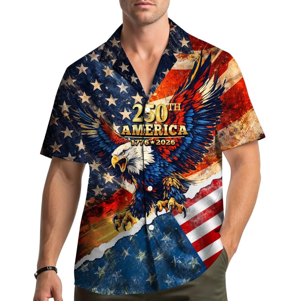 250 Year USA Hawaiian Shirt Men Women Youth American Flag Aloha Shirt Summer Short Sleeve Button Down Patriotic Shirt NNA