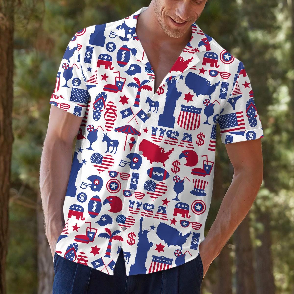 USA Patriotic Hawaiian Shirt: Independence Day Summer Button Down NNA - Image 6