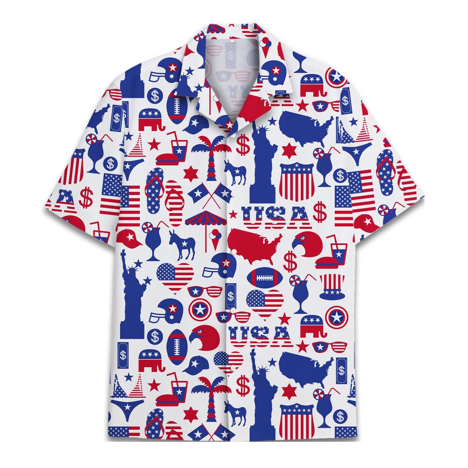 USA Patriotic Hawaiian Shirt: Independence Day Summer Button Down NNA - Image 2