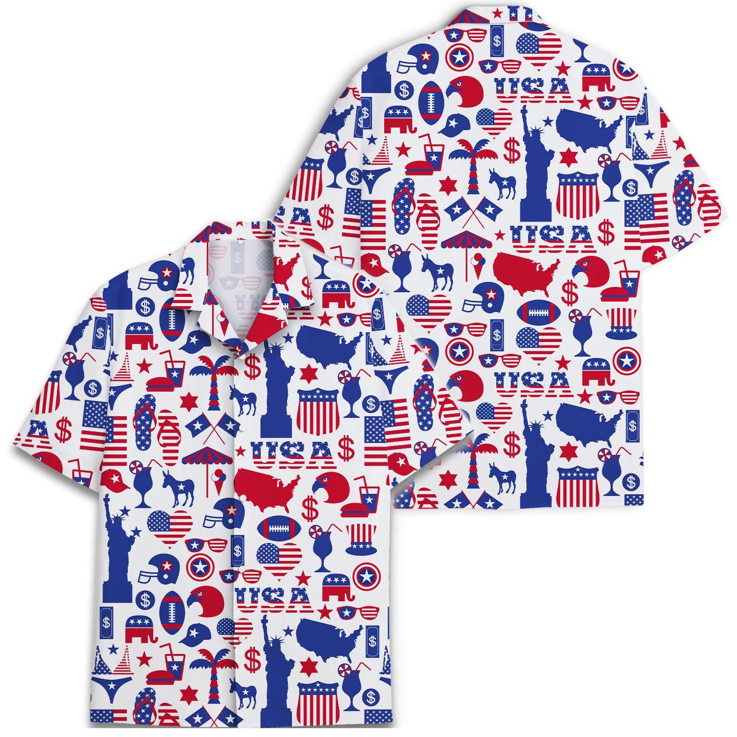 USA Patriotic Hawaiian Shirt: Independence Day Summer Button Down NNA - Image 3