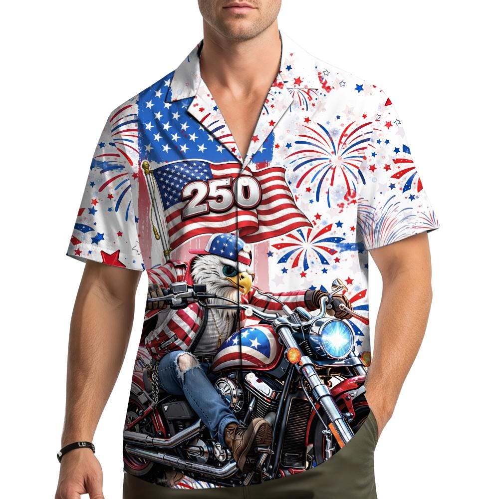 USA 250 Years Hawaiian Shirt for Men Women Youth Patriotic 1776–2026 Semiquincentennial Shirt American Flag Button Up Summer Shirt NNA - Image 4