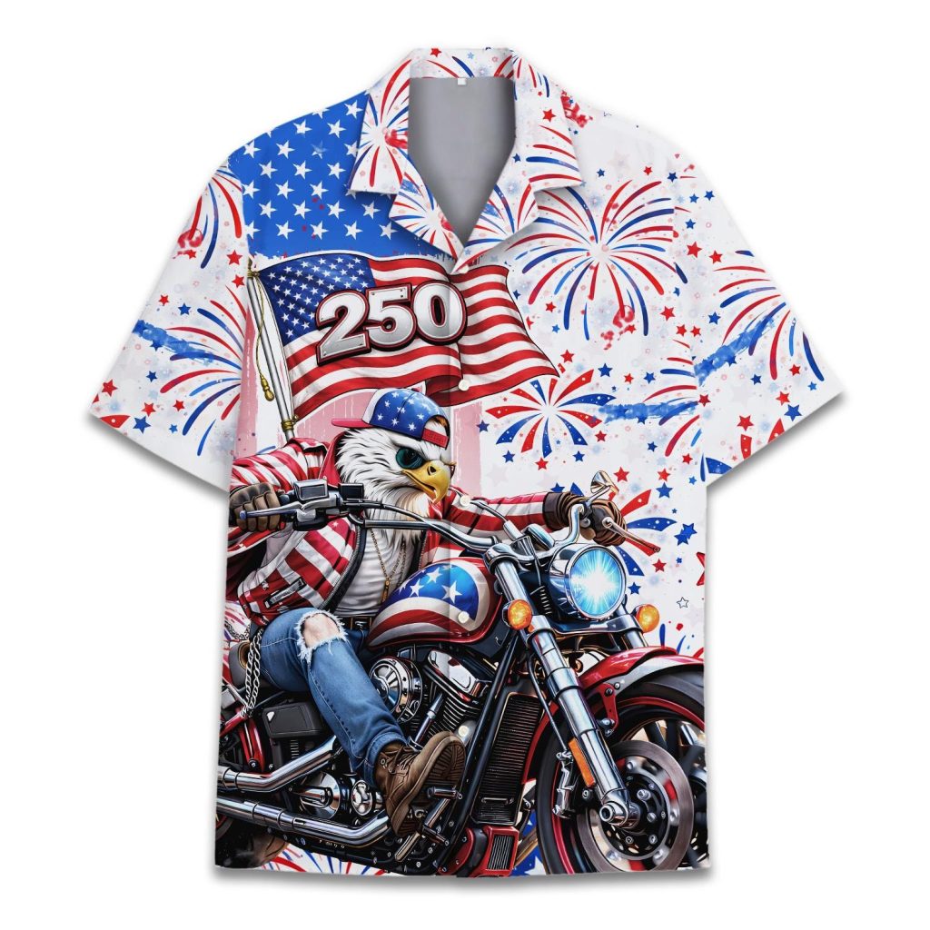 USA 250 Years Hawaiian Shirt for Men Women Youth Patriotic 1776–2026 Semiquincentennial Shirt American Flag Button Up Summer Shirt NNA