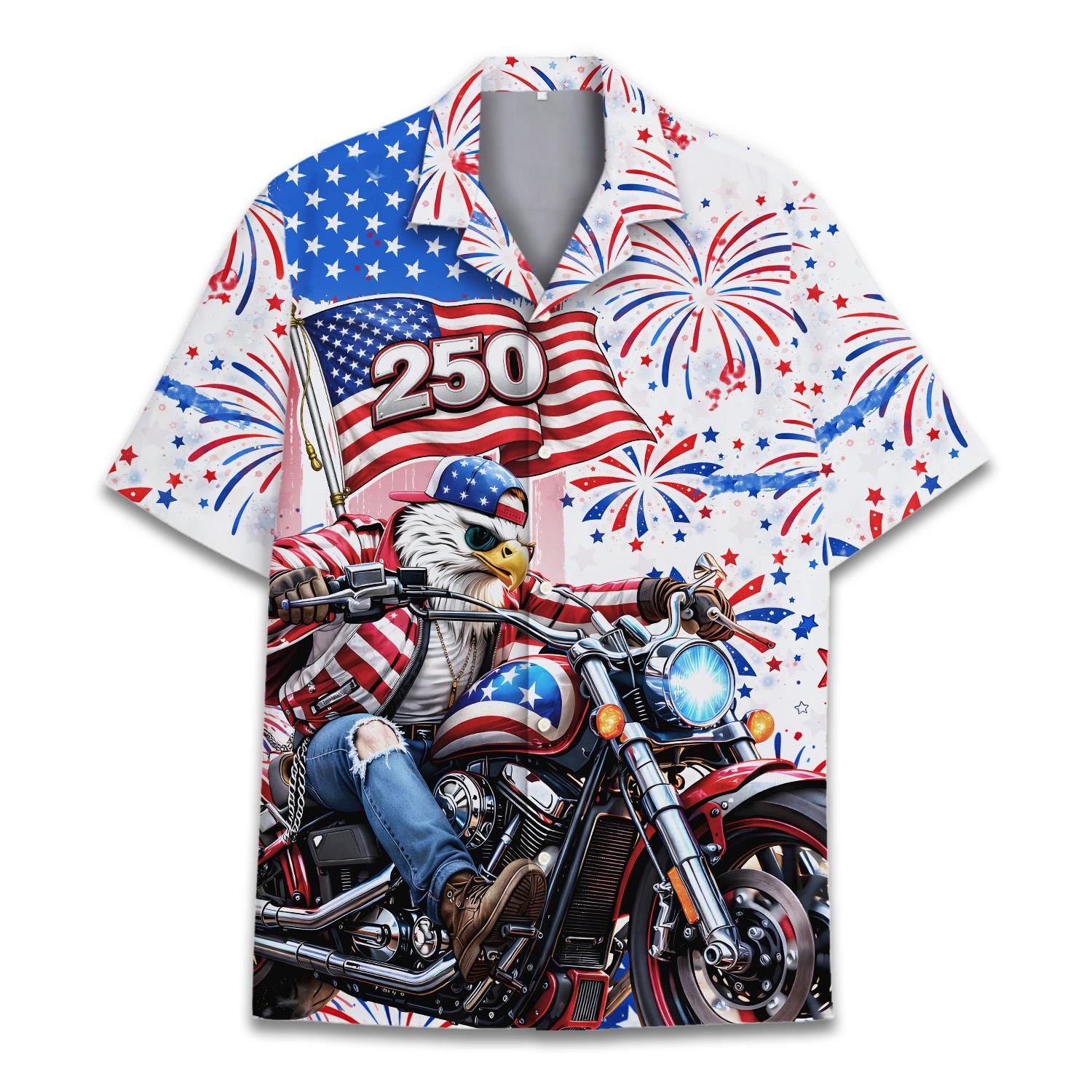 USA 250 Years Hawaiian Shirt for Men Women Youth Patriotic 1776–2026 Semiquincentennial Shirt American Flag Button Up Summer Shirt NNA