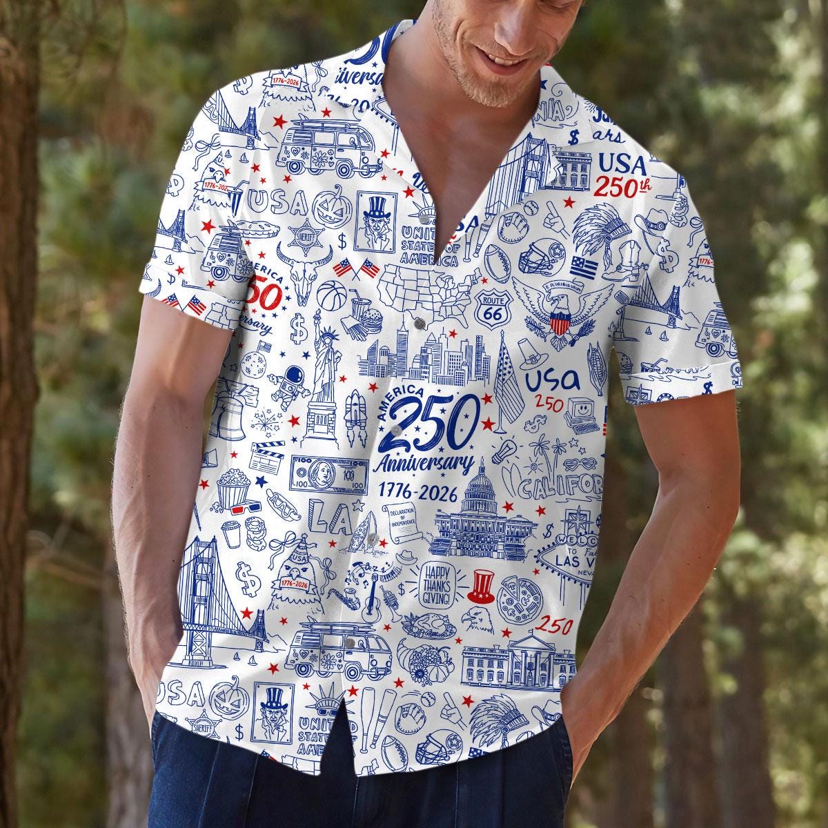 USA 250th Anniversary Hawaiian Shirt Patriotic Aloha Wear Button Down NNA - Image 8