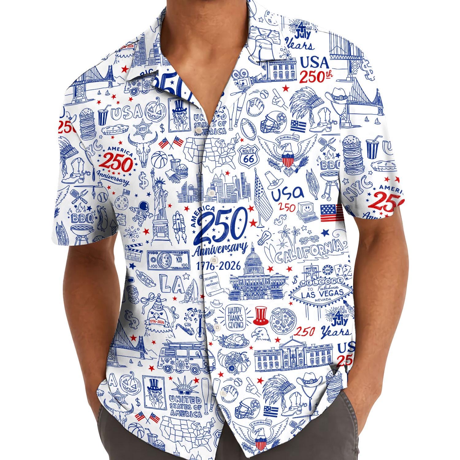 USA 250th Anniversary Hawaiian Shirt Patriotic Aloha Wear Button Down NNA - Image 7