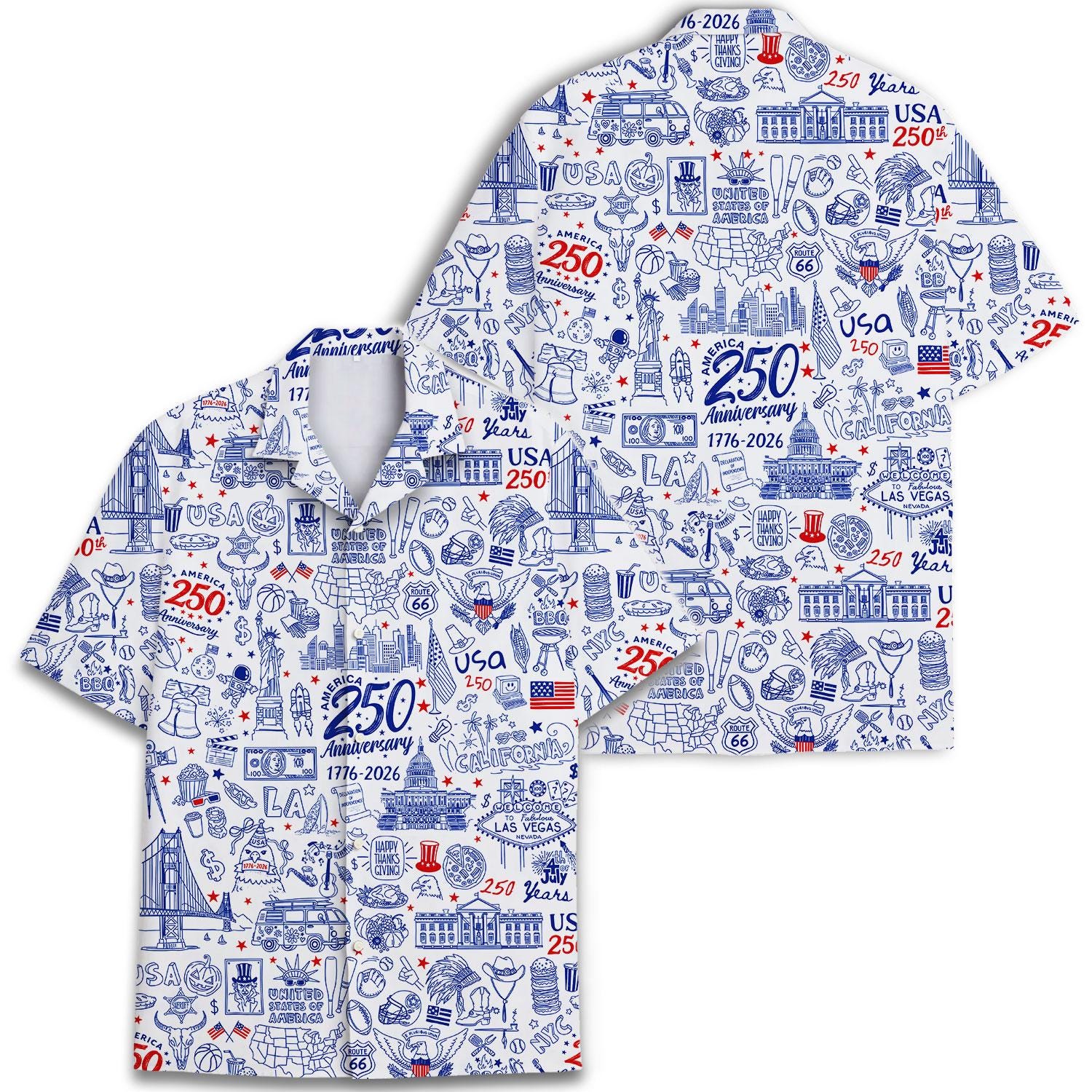 USA 250th Anniversary Hawaiian Shirt Patriotic Aloha Wear Button Down NNA - Image 3