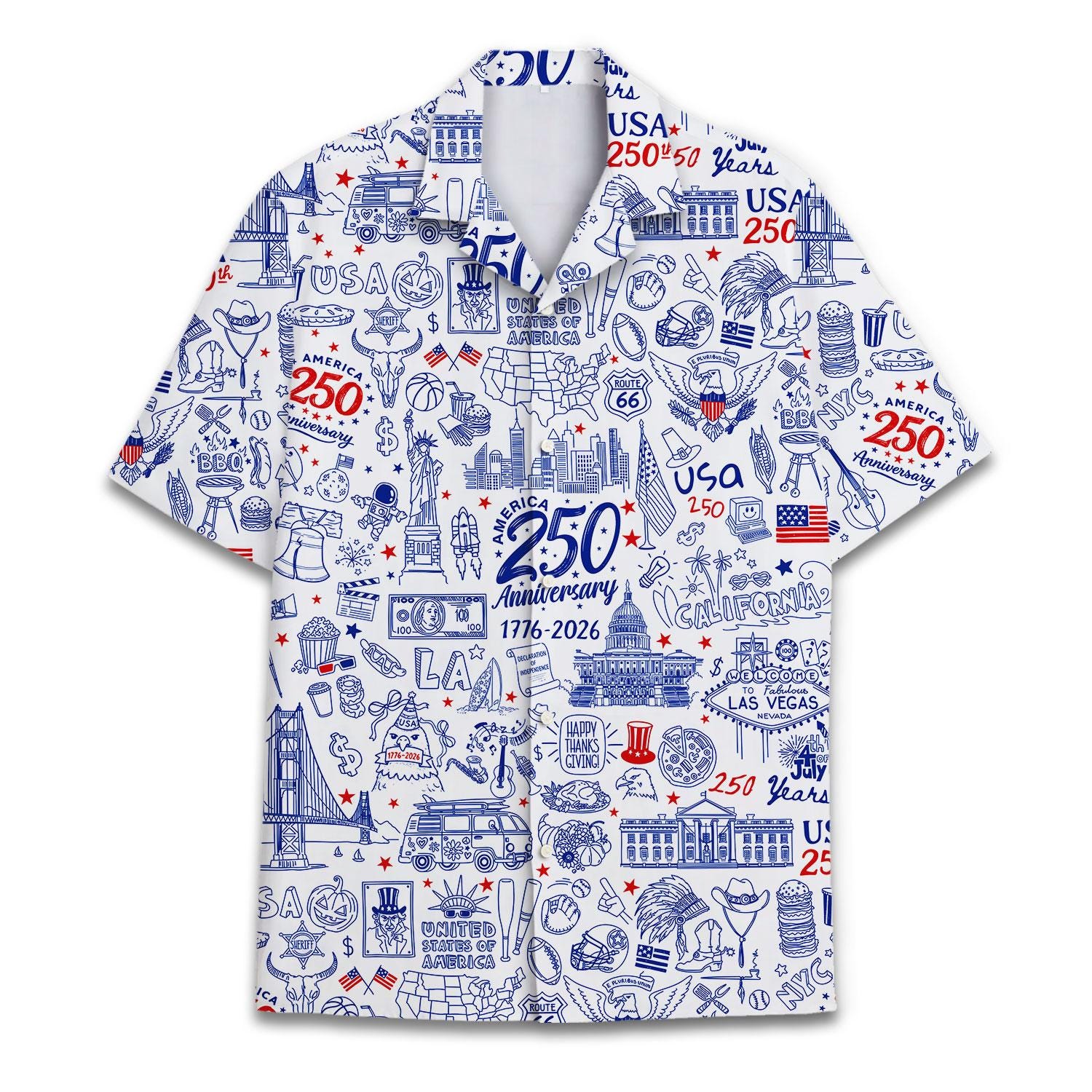 USA 250th Anniversary Hawaiian Shirt Patriotic Aloha Wear Button Down NNA