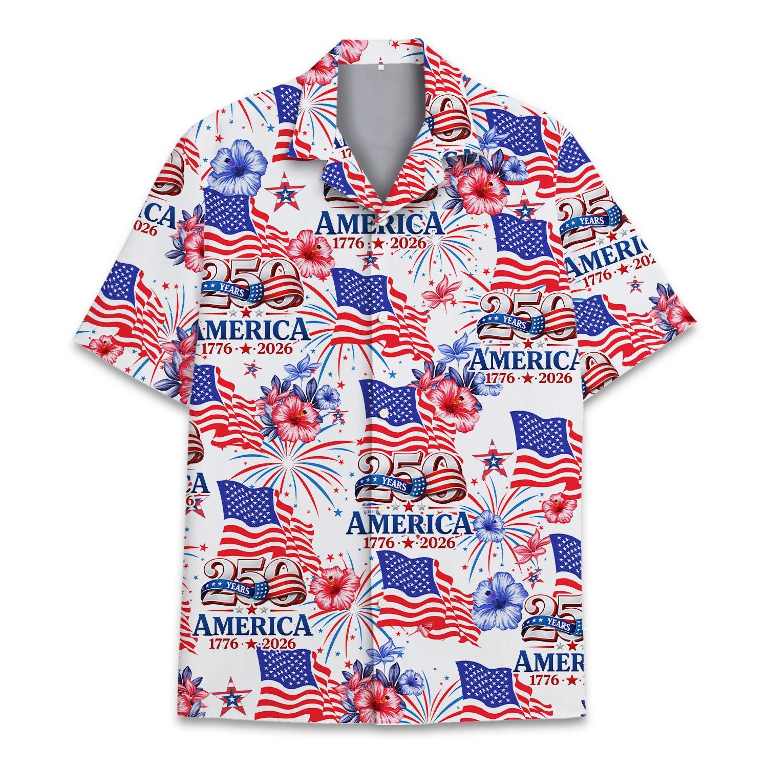 250 Year USA Hawaiian Shirt Men Women Youth American 1776-2026 Aloha Shirt Summer Short Sleeve Button Down Patriotic Shirt NNA - Image 2
