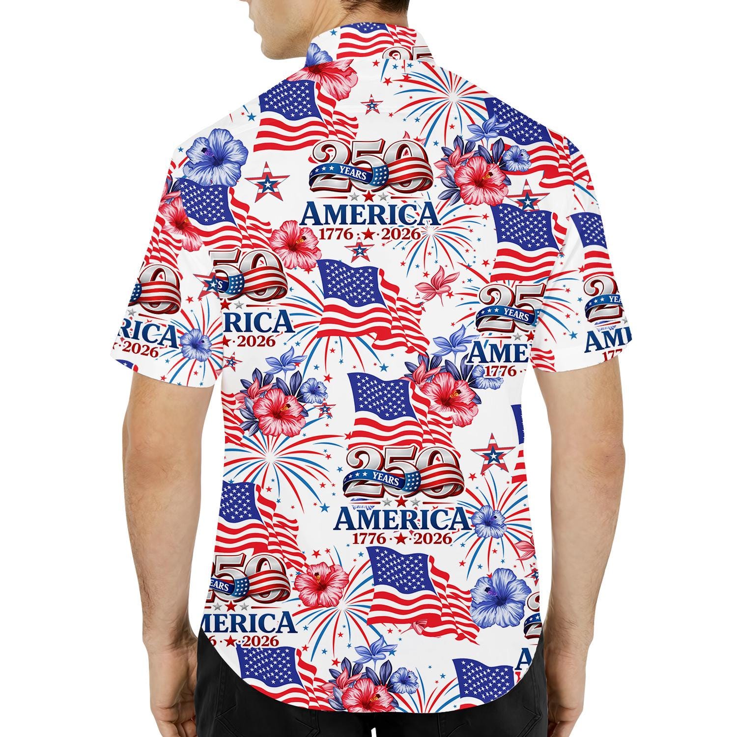 250 Year USA Hawaiian Shirt Men Women Youth American 1776-2026 Aloha Shirt Summer Short Sleeve Button Down Patriotic Shirt NNA - Image 5
