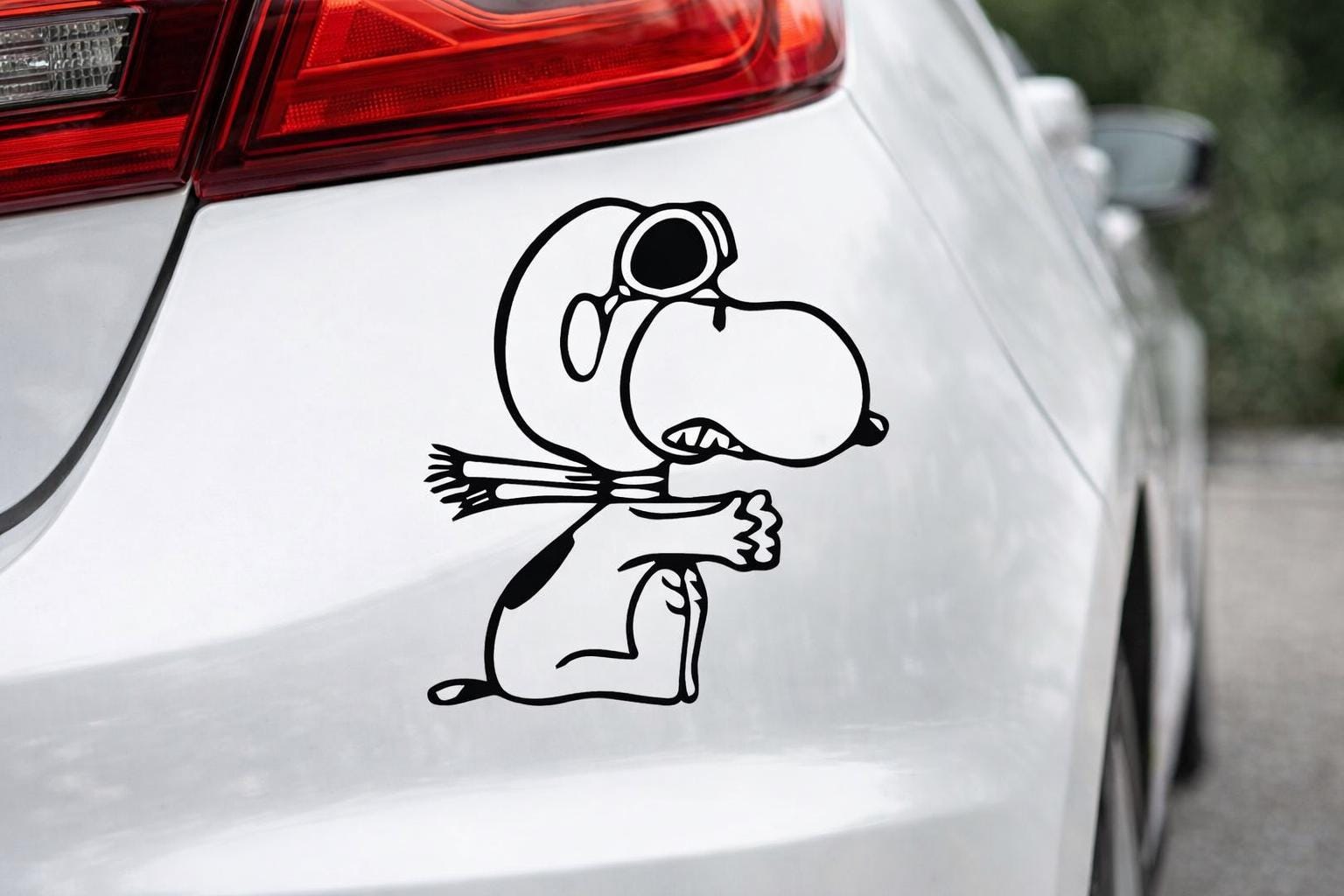 Snopi Style Pilot Dog Car Decal – Funny Aviator Dog Vinyl Sticker NNA for Car Door Window or Laptop – Cute Cartoon Dog Vinyl Sticker NNA - Image 2
