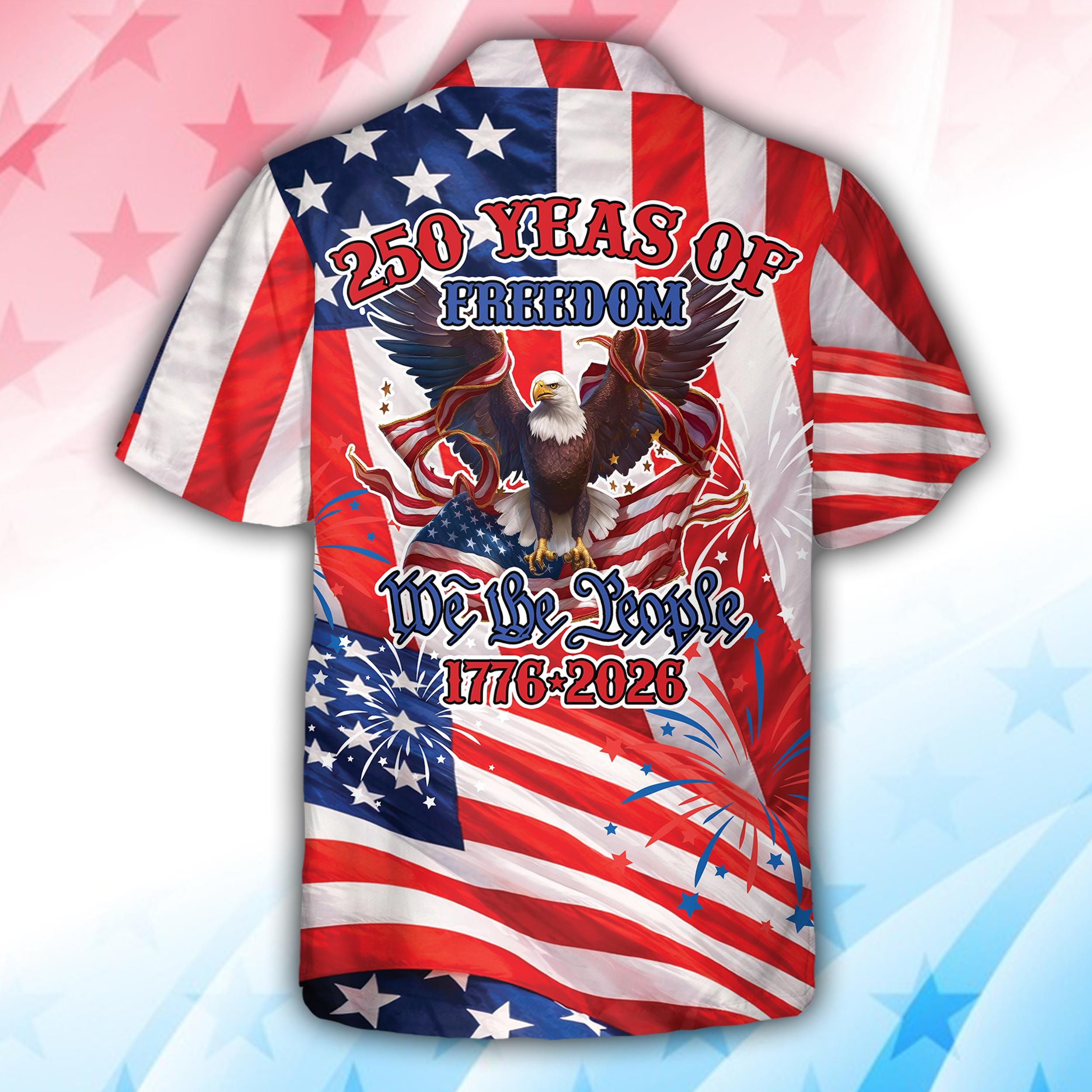 USA Patriotic Hawaiian Shirt For Men & Women American Flag 250 Years Of Freedom Button Up Shirt Statue 0f Liberty Independence Day Shirt NNA - Image 4
