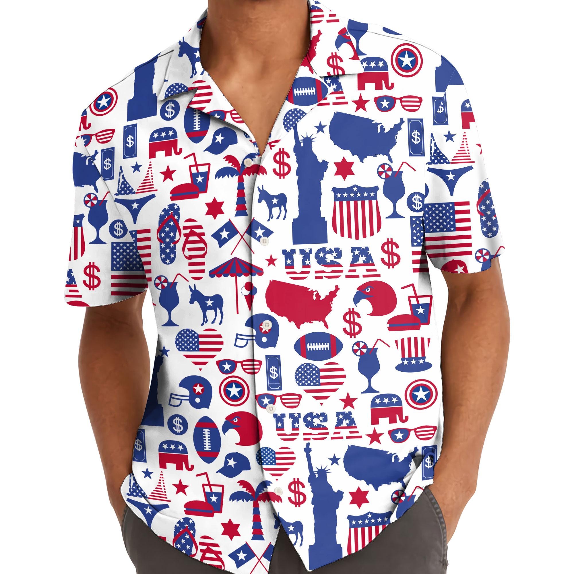 USA Patriotic Hawaiian Shirt: Independence Day Summer Button Down NNA - Image 5