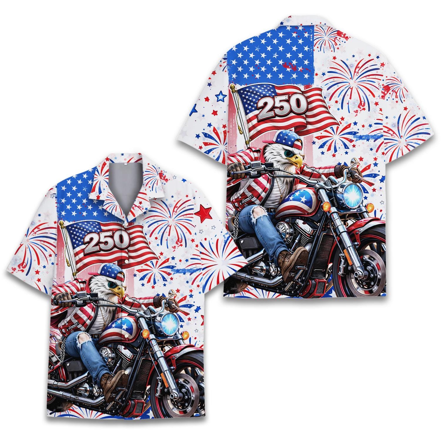 USA 250 Years Hawaiian Shirt for Men Women Youth Patriotic 1776–2026 Semiquincentennial Shirt American Flag Button Up Summer Shirt NNA - Image 3
