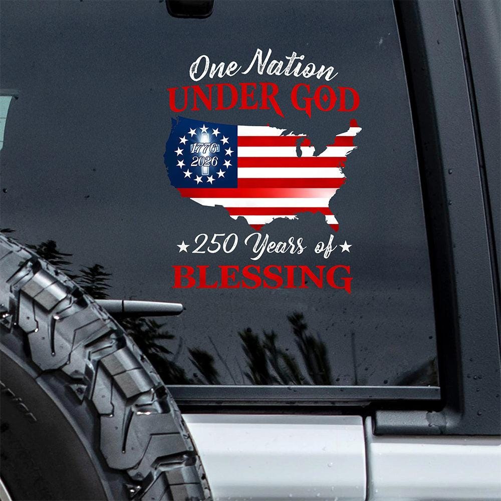 USA Flag Map Car Decal America 250th Anniversary Vinyl Sticker NNA, Patriotic Christian Pride Sticker - Image 2