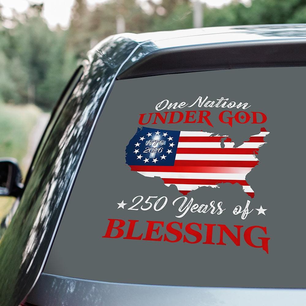 USA Flag Map Car Decal America 250th Anniversary Vinyl Sticker NNA, Patriotic Christian Pride Sticker