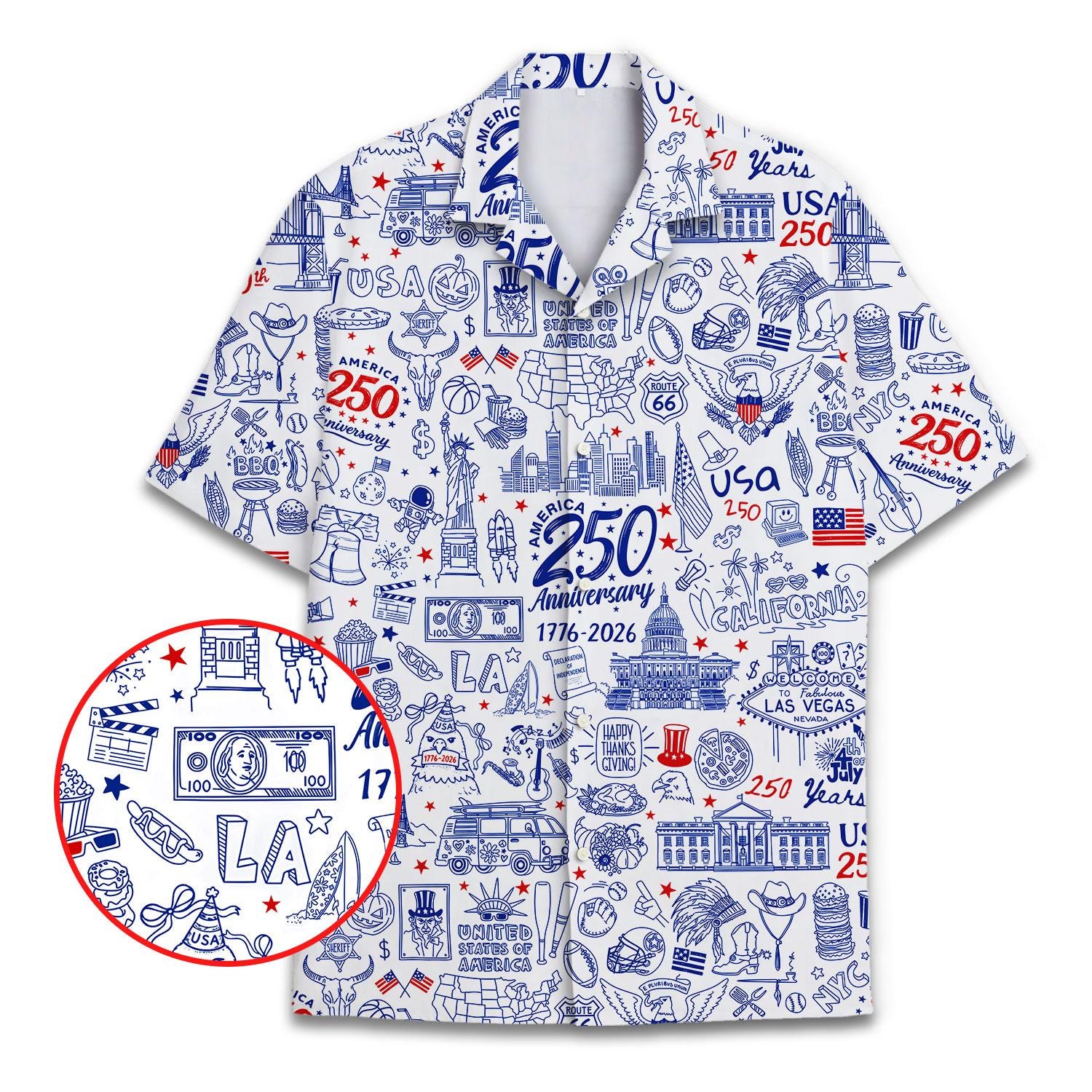 USA 250th Anniversary Hawaiian Shirt Patriotic Aloha Wear Button Down NNA - Image 6
