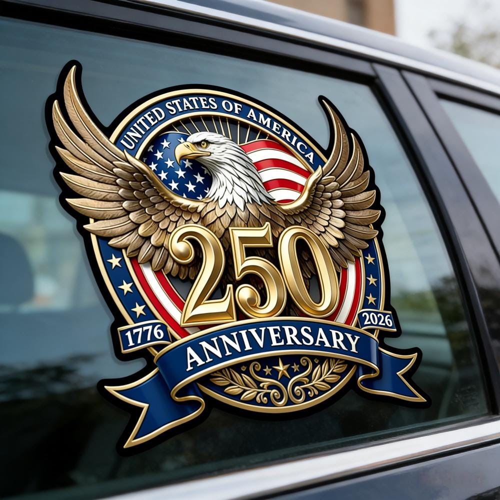 5PC-Patriot Eagle Statue of Liberty 250th Anniversary Decal Set – USA Pride Car Sticker NNA