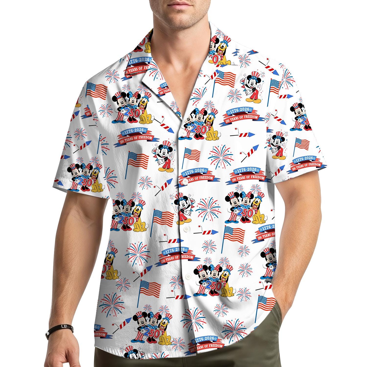 250 Years of Freedom Hawaiian Shirt Adult Youth Patriotic Aloha Shirt USA Independence Day Button Up Fourth of July Party Shirt NNA - Image 4