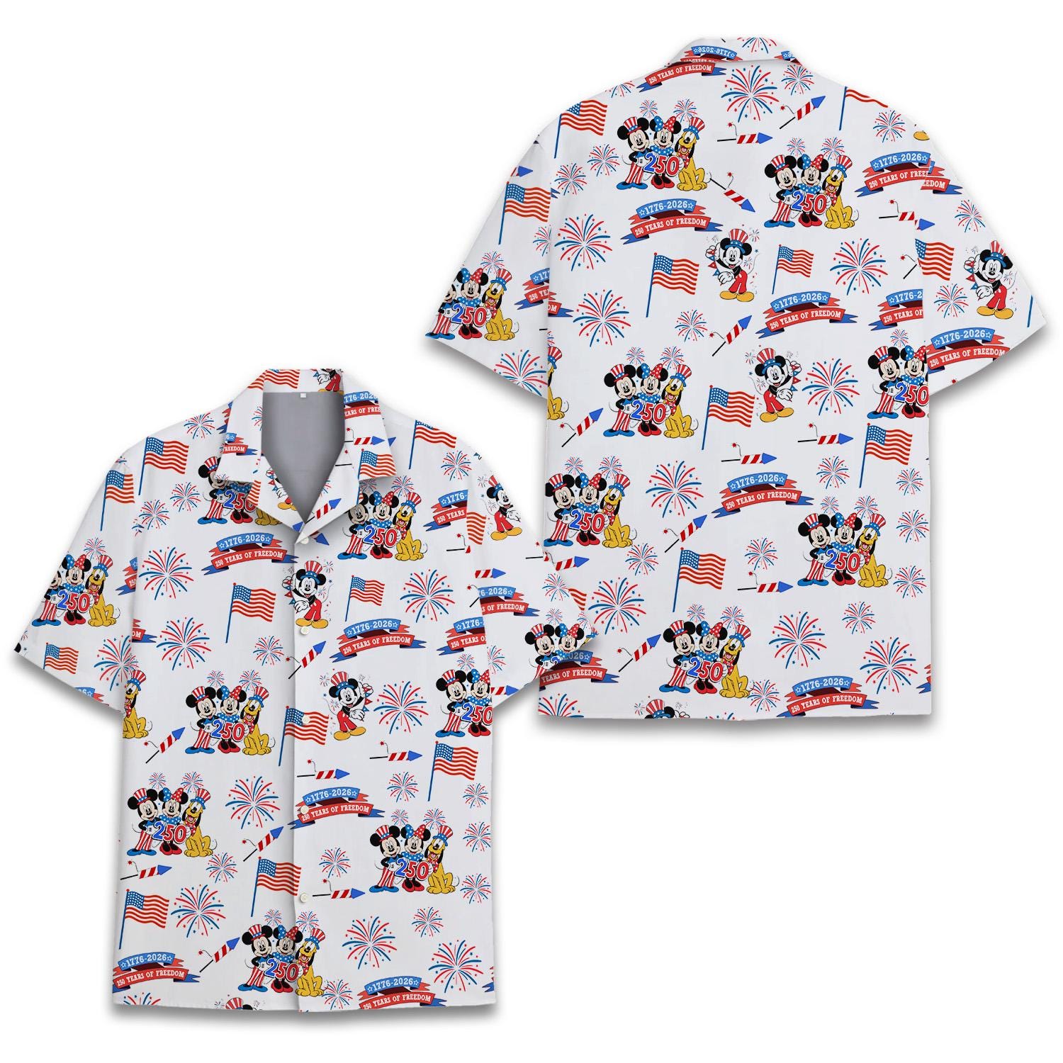 250 Years of Freedom Hawaiian Shirt Adult Youth Patriotic Aloha Shirt USA Independence Day Button Up Fourth of July Party Shirt NNA - Image 3