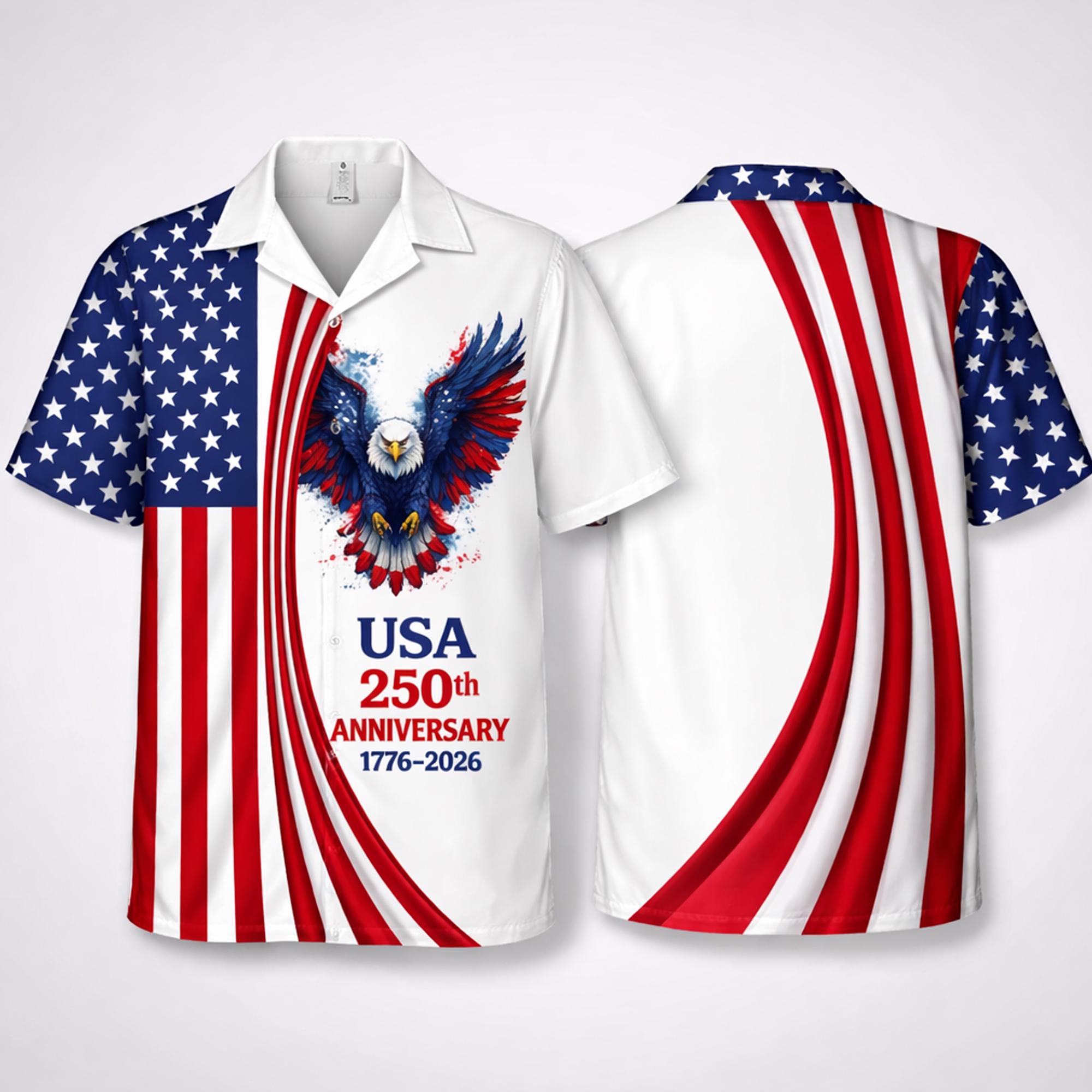 USA 250th Anniversary Hawaiian Shirt America 250 Shirt Patriotic Gift Family Hawaiian Shirt NNA - Image 5