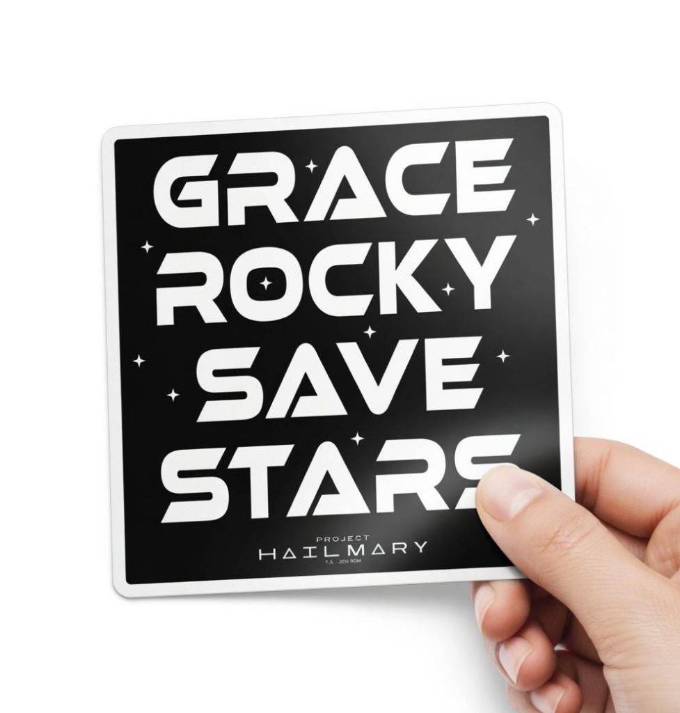 Project Hail Mary Grace Rocky Save Stars Poster Sticker  Fist My Bump - Project Hail Mary merch NNA