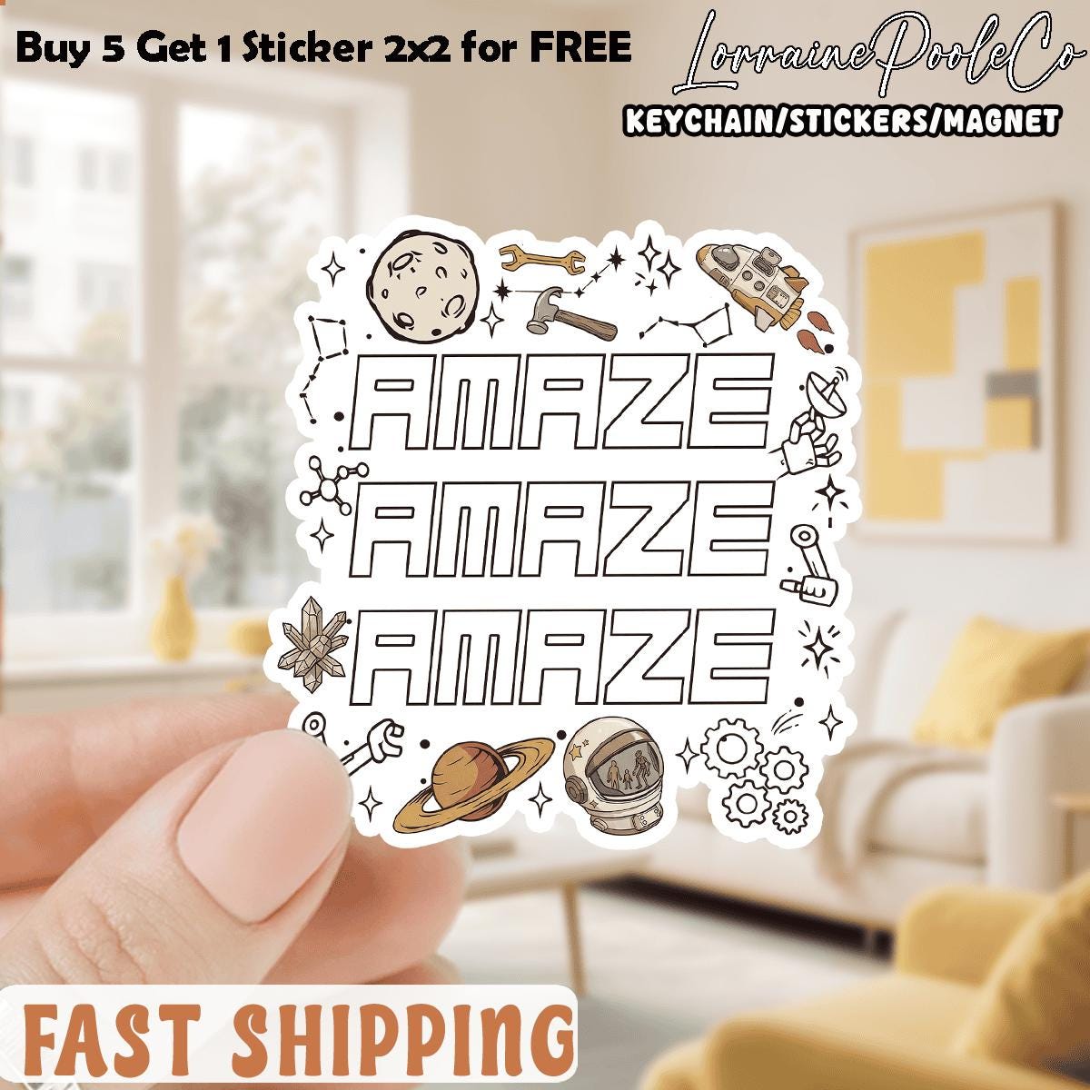 Amaze Amaze Amaze - Sticker | Project Hail Mary inspired Sticker | Rocky Sticker | Bookish Sticker | Sci-Fi | BookTok | Reading Sticker NNA