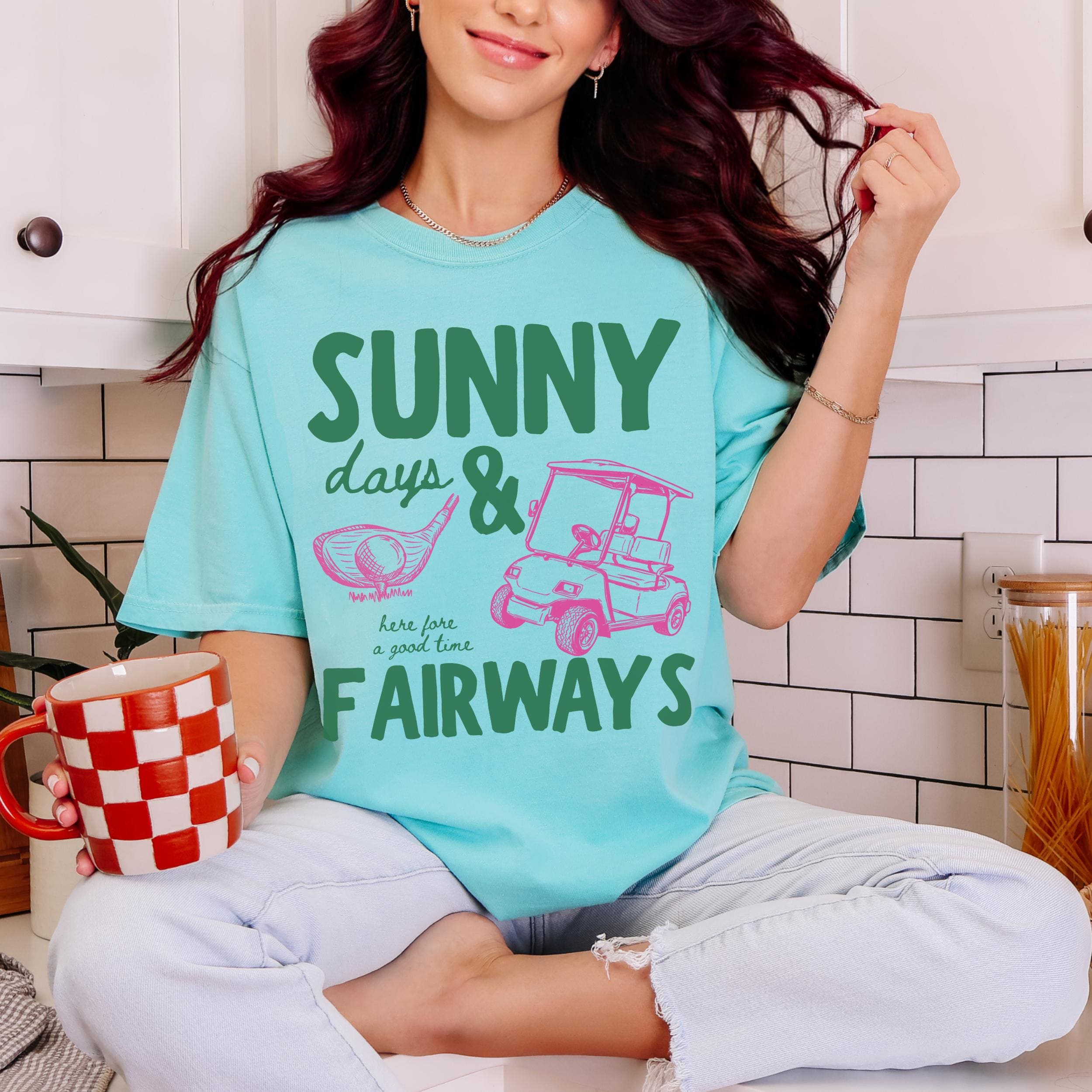 Sunny Days and Fairways T-Shirt Golf Shirt Golf Lover Gift Summer Graphic Tee NNA - Image 3