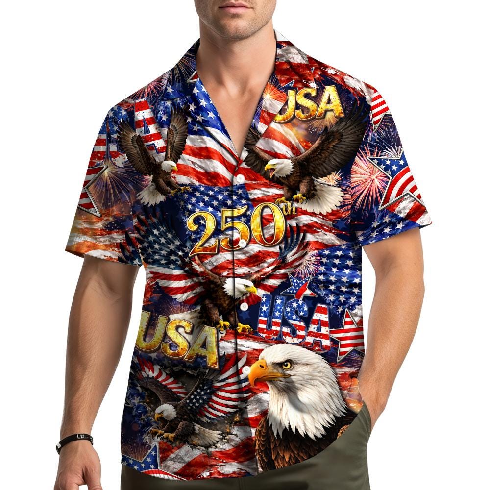 USA 250 Years Hawaiian Shirt for Men Women Youth Patriotic 1776–2026 Semiquincentennial Shirt American Flag Button Up Summer Shirt NNA - Image 4