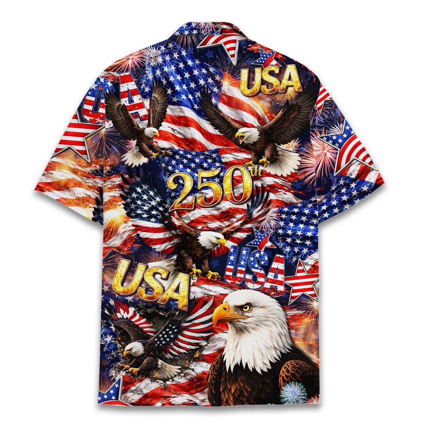 USA 250 Years Hawaiian Shirt for Men Women Youth Patriotic 1776–2026 Semiquincentennial Shirt American Flag Button Up Summer Shirt NNA - Image 2