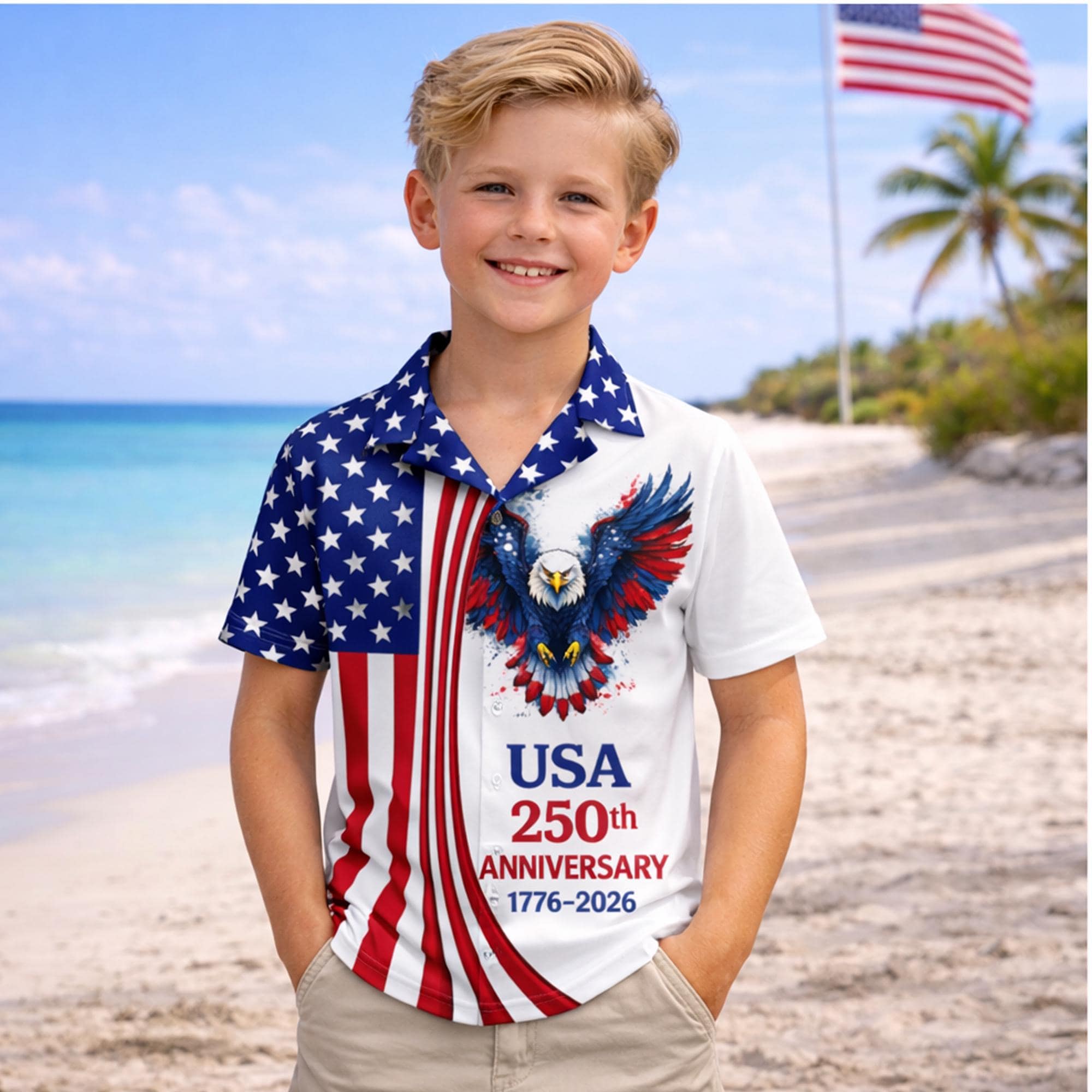 USA 250th Anniversary Hawaiian Shirt America 250 Shirt Patriotic Gift Family Hawaiian Shirt NNA - Image 3