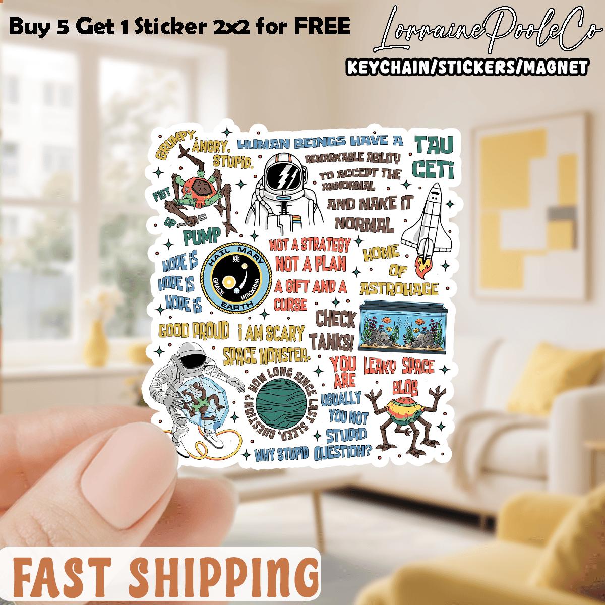 Amaze Amaze Amaze Sticker: Project Hail Mary inspired Sticker Rocky Sticker Waterproof Vinyl Booklish Decals Scifi Reader Gift NNA