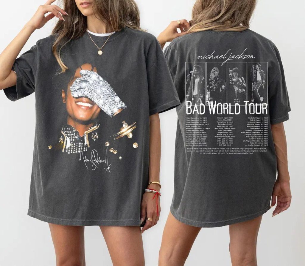 2-sided Signature MJ King of Pop Graphic T-Shirt Comfort Colors Vintage 90s Styles HFN