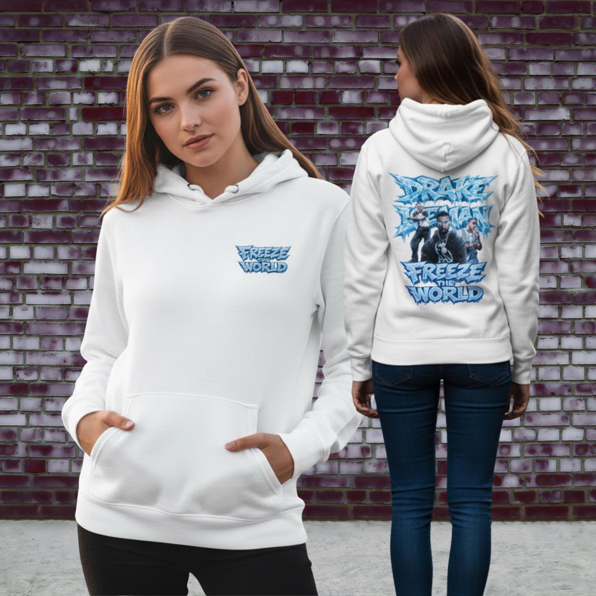 2-sided Drake Iceman Freeze The World Hoodie | Front Back Graphic Pullover | Hip Hop Fan Merch Sweatshirt 2026 HFN - Image 2