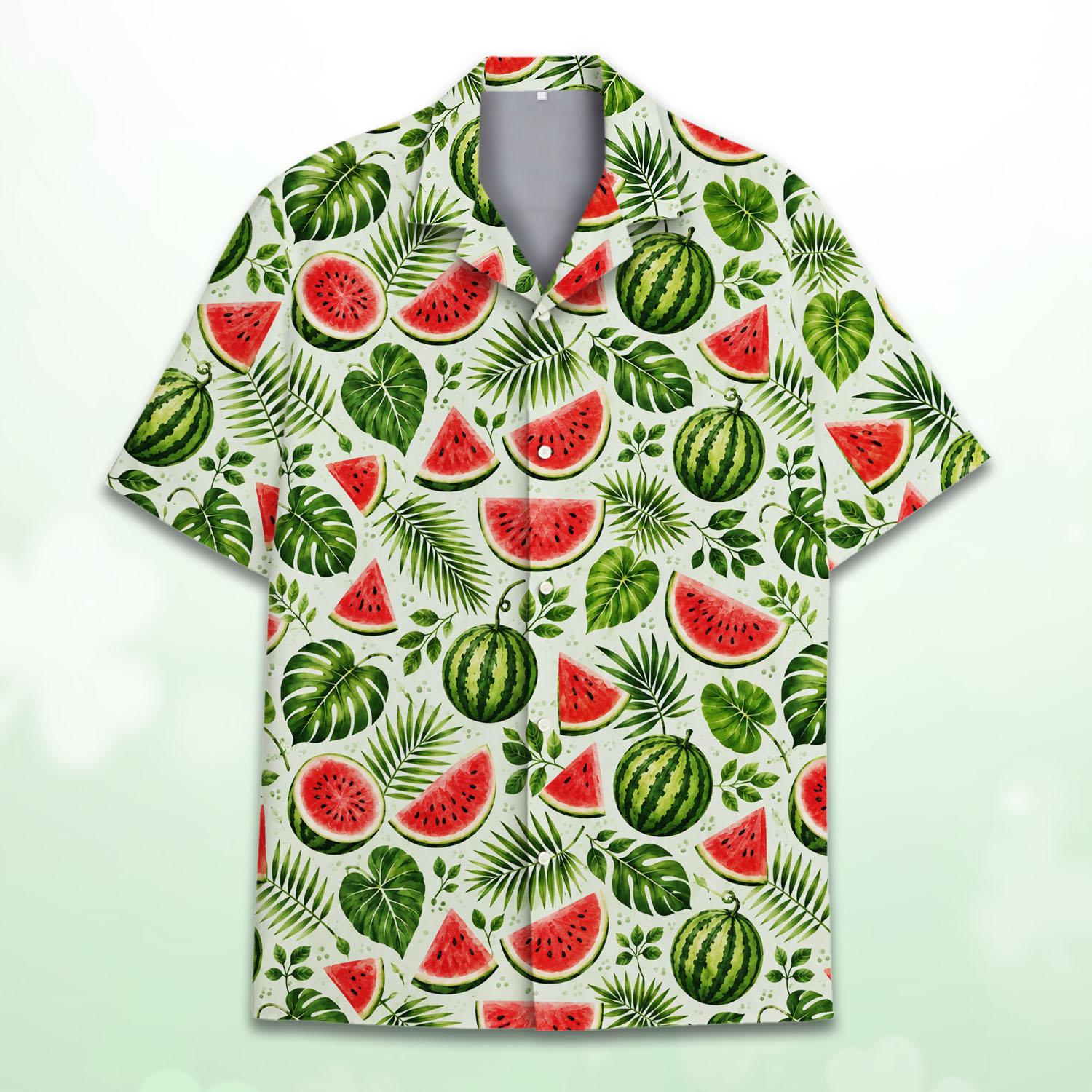 Watermelon Hawaiian Shirt HG for Men Women Youth Funny Fruit Aloha Shirt HG Summer Beach Button Up Top Food Print Shirt HG - Image 2