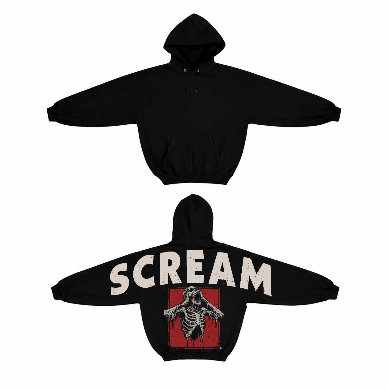 Shoulder-to-Shoulder Scream Skeleton HG Halloween Hoodie, Special Edition Horror Shirt, Funny Halloween Tshirt, Scary Movie Fan Gift Unisex - Image 2