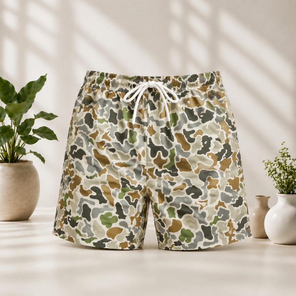 Vintage Duck Camo Shorts Men Retro Camouflage Swim Trunks, Southern Outdoorsman Beach Board Shorts, HG Summer Casual Gym Shorts Gift for Him