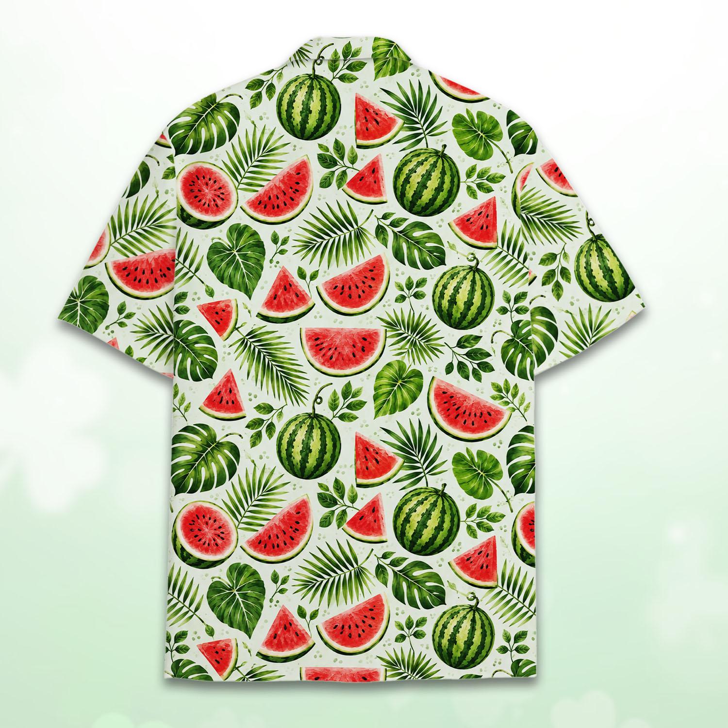 Watermelon Hawaiian Shirt HG for Men Women Youth Funny Fruit Aloha Shirt HG Summer Beach Button Up Top Food Print Shirt HG - Image 3