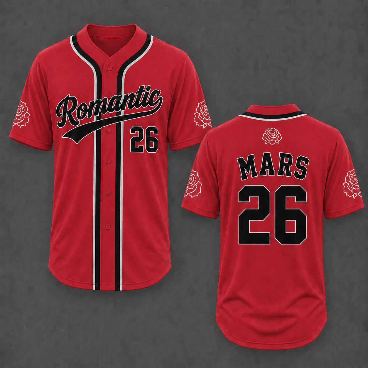 Romantic Concert Baseball Jersey HG , HG Custom Name Number Red Rose Jersey HG , Music Fan Button Down Shirt, Festival Outfit - Image 4