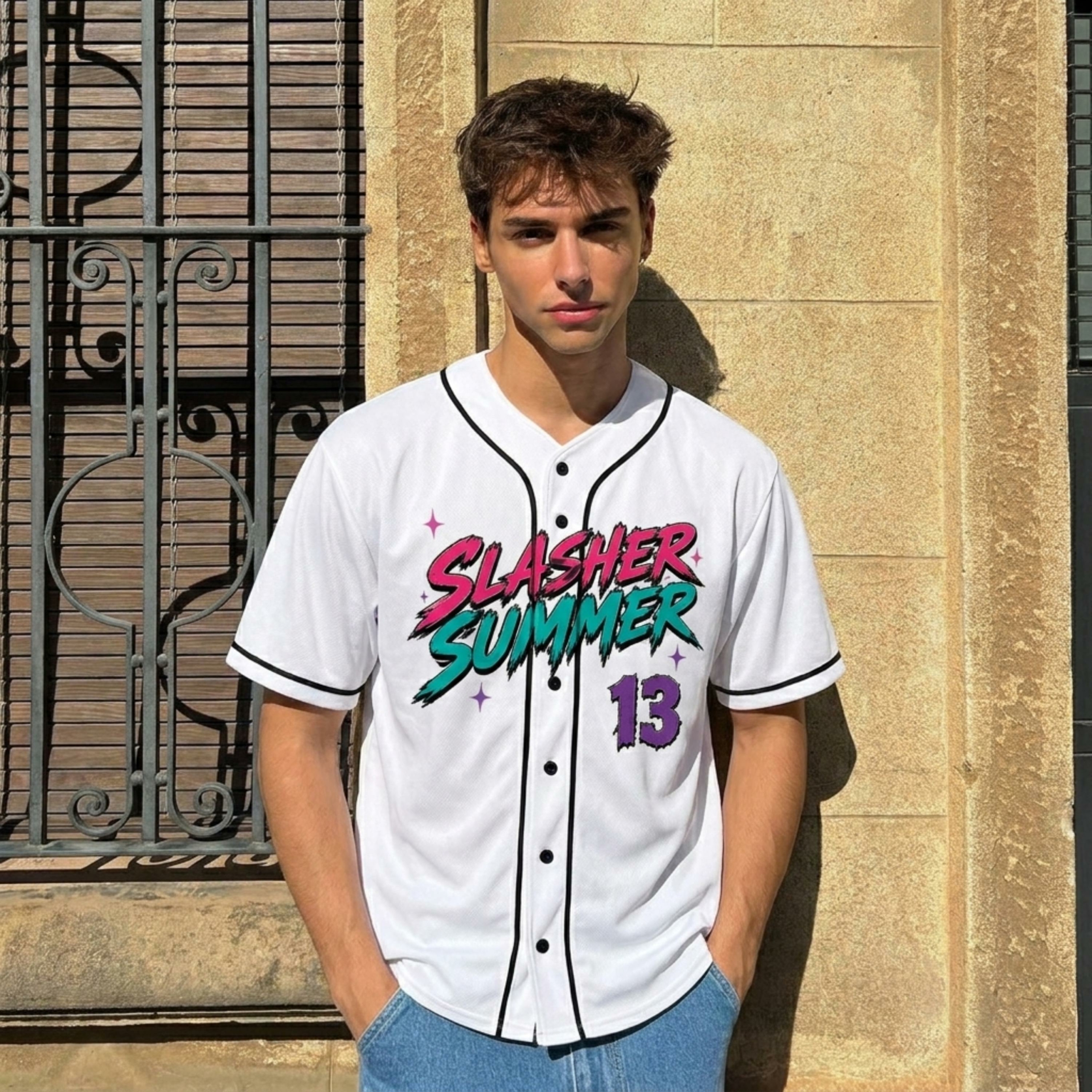 Personalized Summer Baseball Jersey HG , Custom Name Horror Jersey HG , Retro Camp Shirt, Halloween Baseball Jersey HG , Spooky Summer Gift HG - Image 4