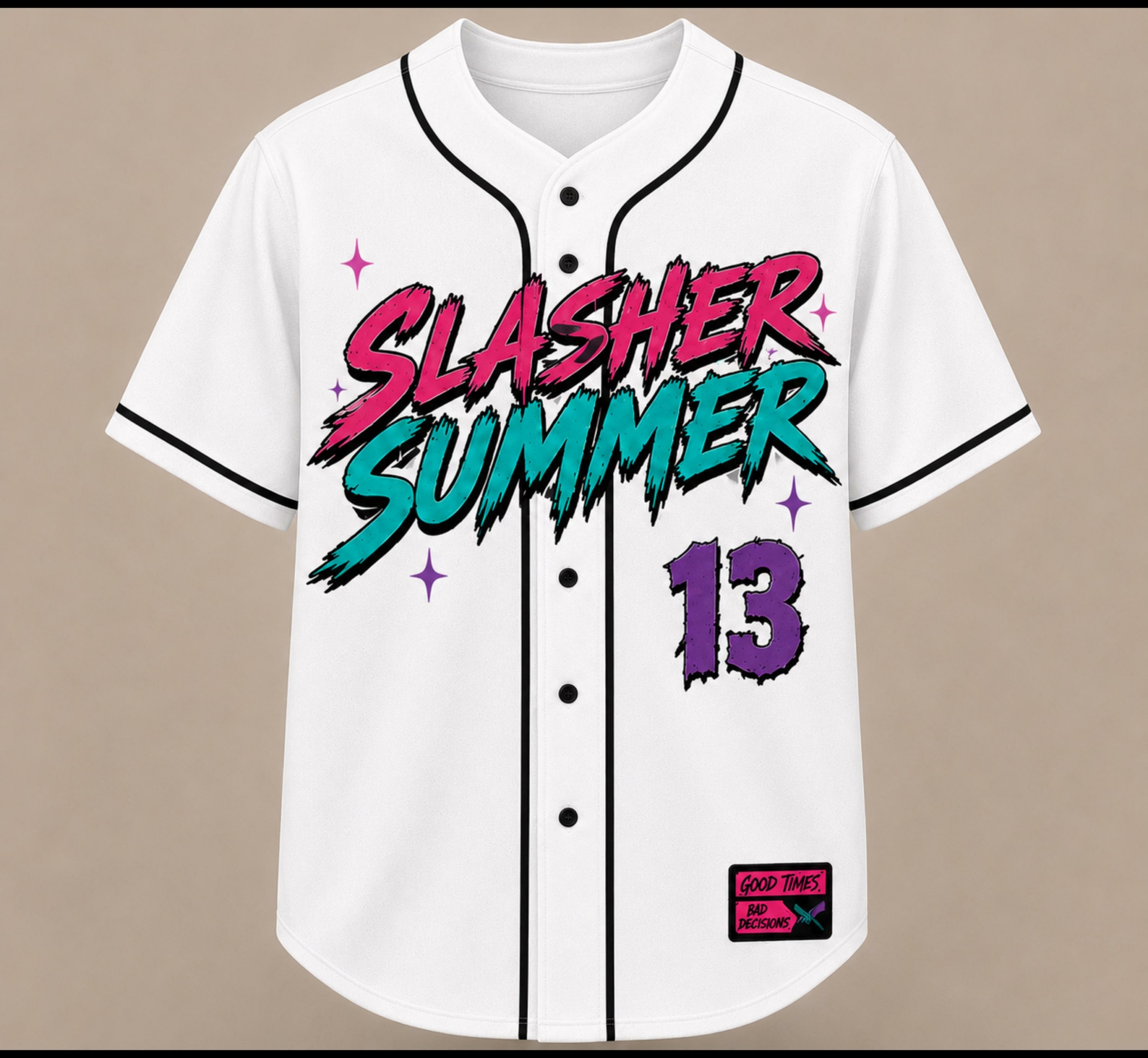 Personalized Summer Baseball Jersey HG , Custom Name Horror Jersey HG , Retro Camp Shirt, Halloween Baseball Jersey HG , Spooky Summer Gift HG - Image 2