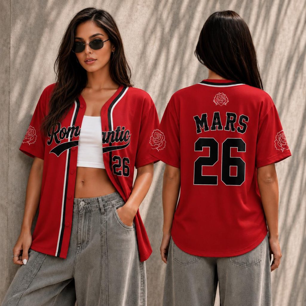 Romantic Concert Baseball Jersey HG , HG Custom Name Number Red Rose Jersey HG , Music Fan Button Down Shirt, Festival Outfit